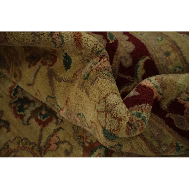 Hand Knotted Oriental 100% Wool Carpet Traditional Floral Yellow & Gold Agra Area Rug - 10' 0'' X 7' 10''