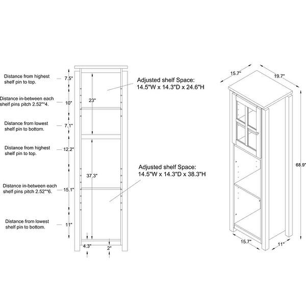 Wins Farmhouse 4Shelf Tower with Adjustable Shelves by