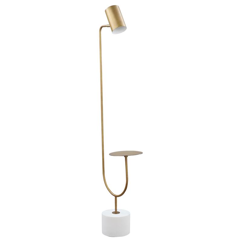 Corletta Antique Brass and Grey Floor Lamp with Round Tray