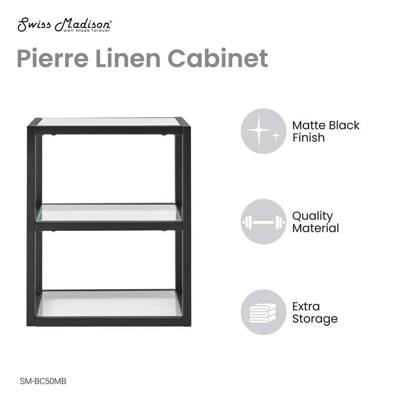 Pierre 16"X20"X10" Wall-Mounted Linen Cabinet In Matte Black - 15.7" x 9.8" 19.7"