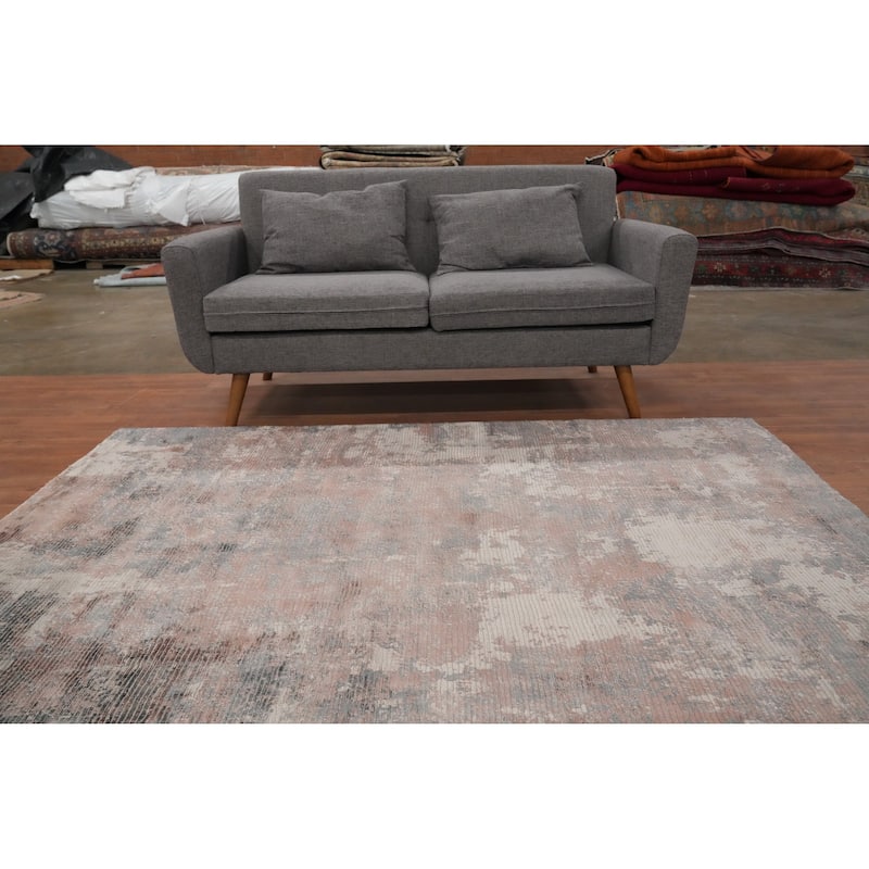 Hand Knotted Oriental Viscose Silk Carpet Modern Abstract Multi-Colored Abstract Area Rug - 6' 11'' X 5' 0''