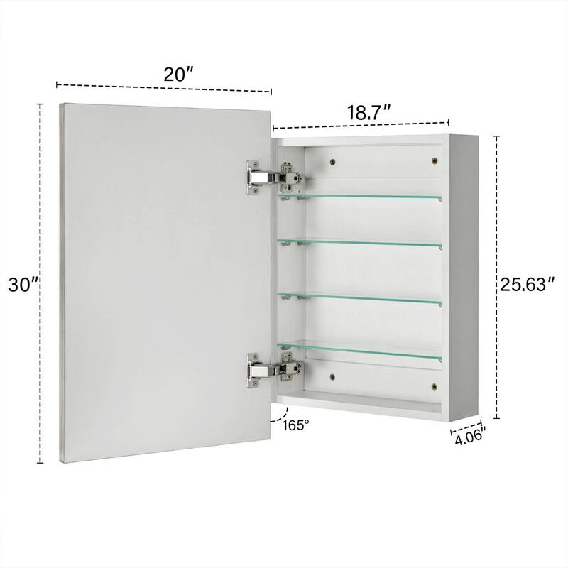 TEHOME Velin Recessed and Surface Mount Bathroom Medicine Cabinet with Mirror Square Cornered Metal Framed Rounded Rectangle