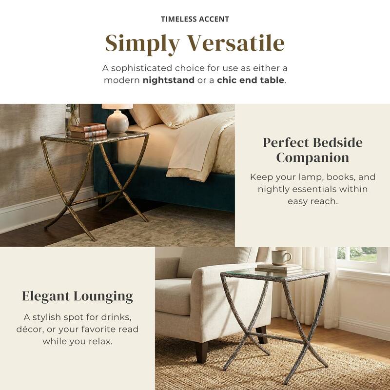 247 Shop At Home Lalia Modern Hammered Metal Accent Side Table