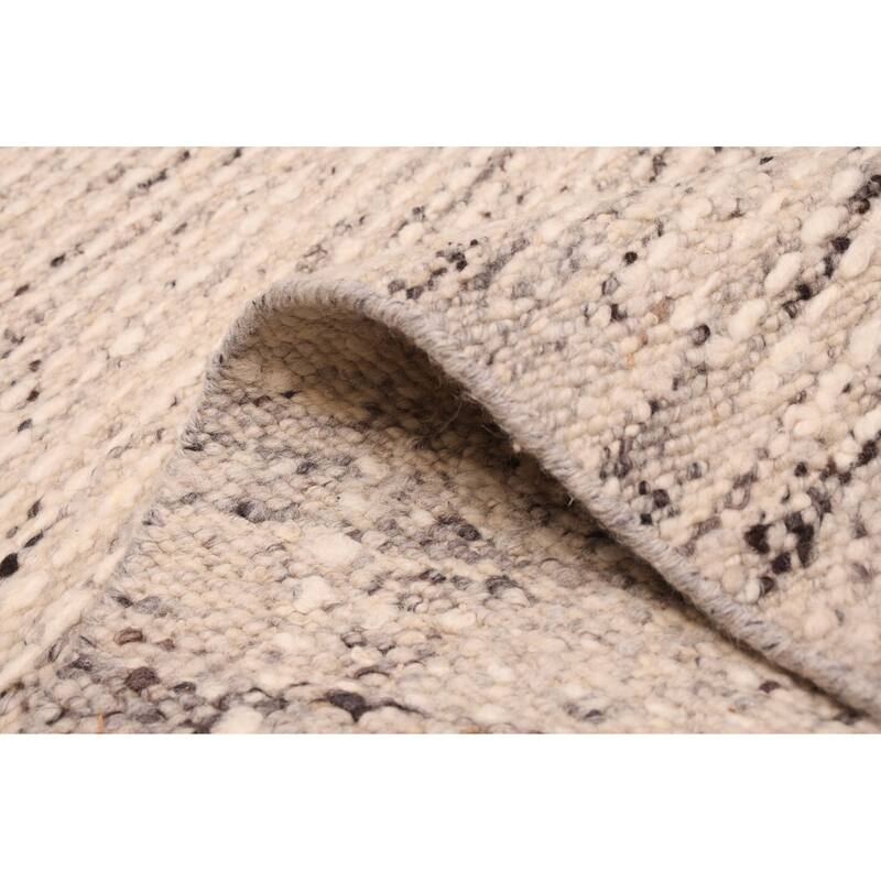 ECARPETGALLERY Hand Woven Looma Ivory Wool Rug - 7'10 x 9'10