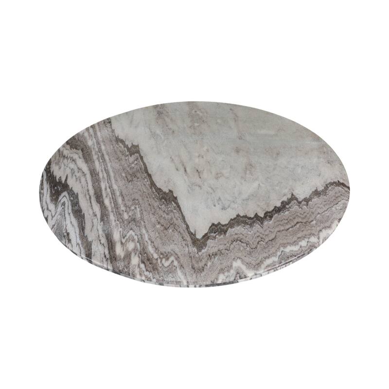 Round Marble Coffee Table with Pedestal Base - Ivory/Gray, 42" - 42.0"