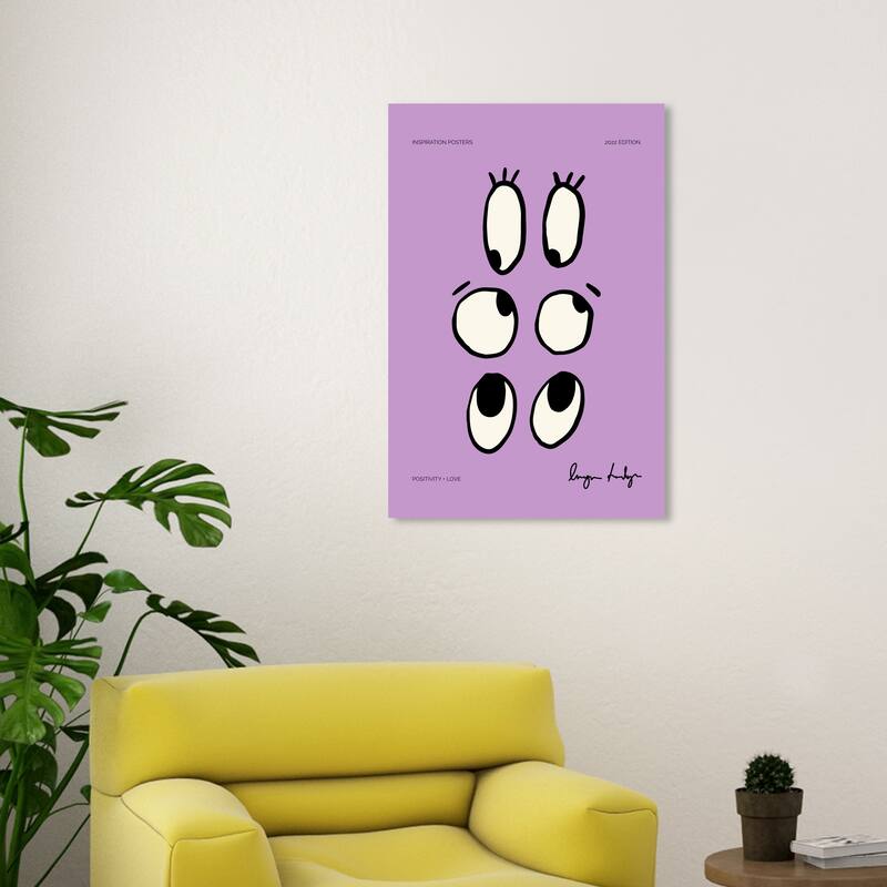 Wynwood Studio Canvas Advertising Positive Eyes Purple and Light Purple Modern & Contemporary Wall Art Canvas Print - 20 x 30