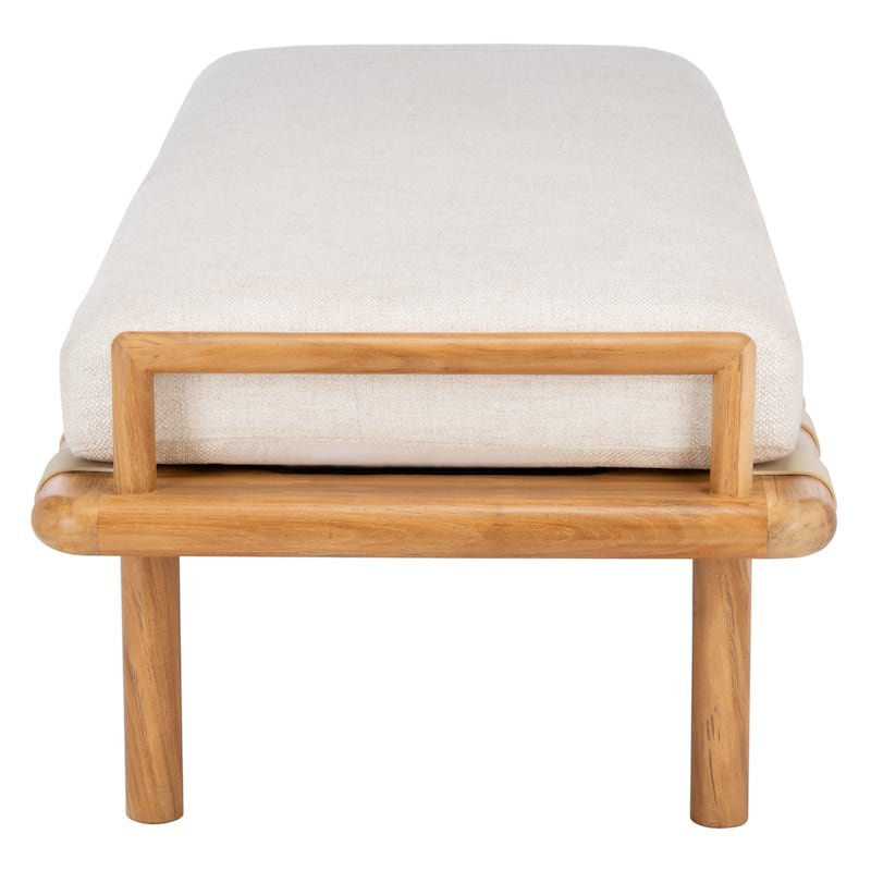SAFAVIEH Couture Grizelda Teak Cushion Bench - 70 In W x 26 In D x 19 In H - 70Wx26Dx19H