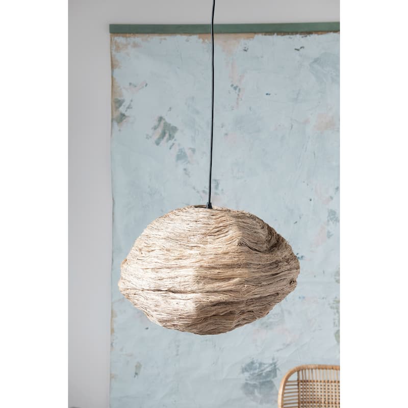 Collapsible Banana Fiber Ceiling Light - 18.0"L x 18.0"W x 15.3"H - 18.0"L x 18.0"W x 15.3"H - Natural