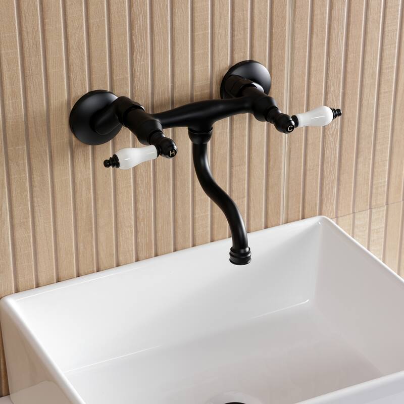 Kingston Brass Kingston Two-Handle 2-Hole Wall Mount Bathroom Faucet