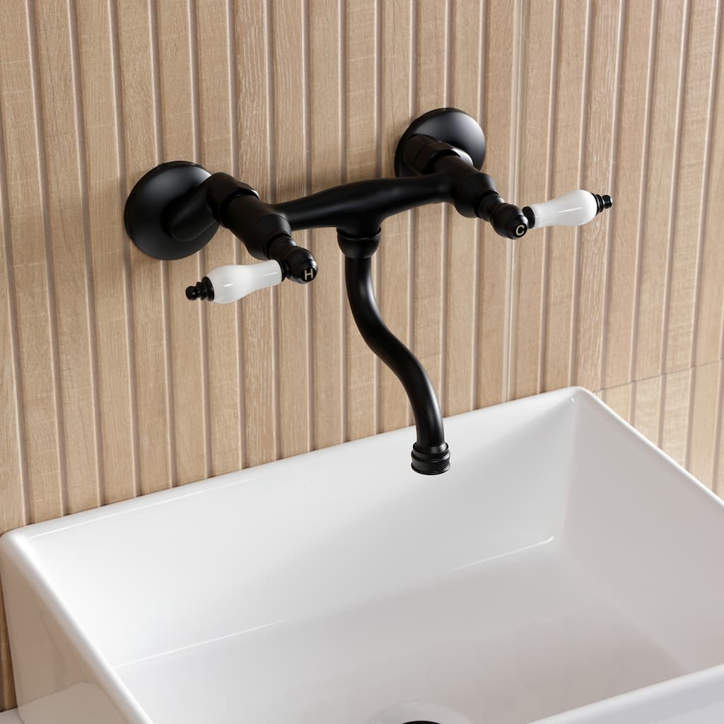 Kingston Brass Kingston Two-Handle 2-Hole Wall Mount Bathroom Faucet