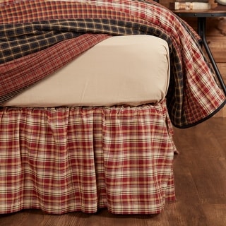Queen or Twin Gather Farmhouse Country Details about   Burgundy Check Bed Skirt 16" DROP" King 