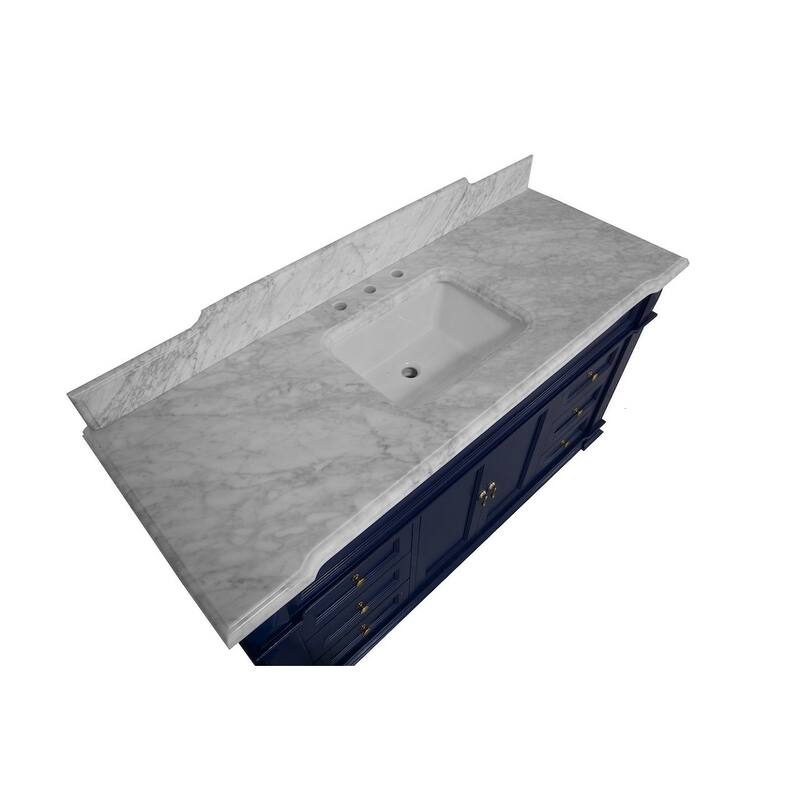 KitchenBathCollection Elizabeth 60" Single Bathroom Vanity with Carrara Marble Top