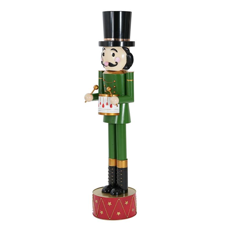 Christopher Knight Home - Jingle Classic Holiday Outdoor Iron Nutcracker Decor with Vibrant Festive Detailing - Green,Red，Black