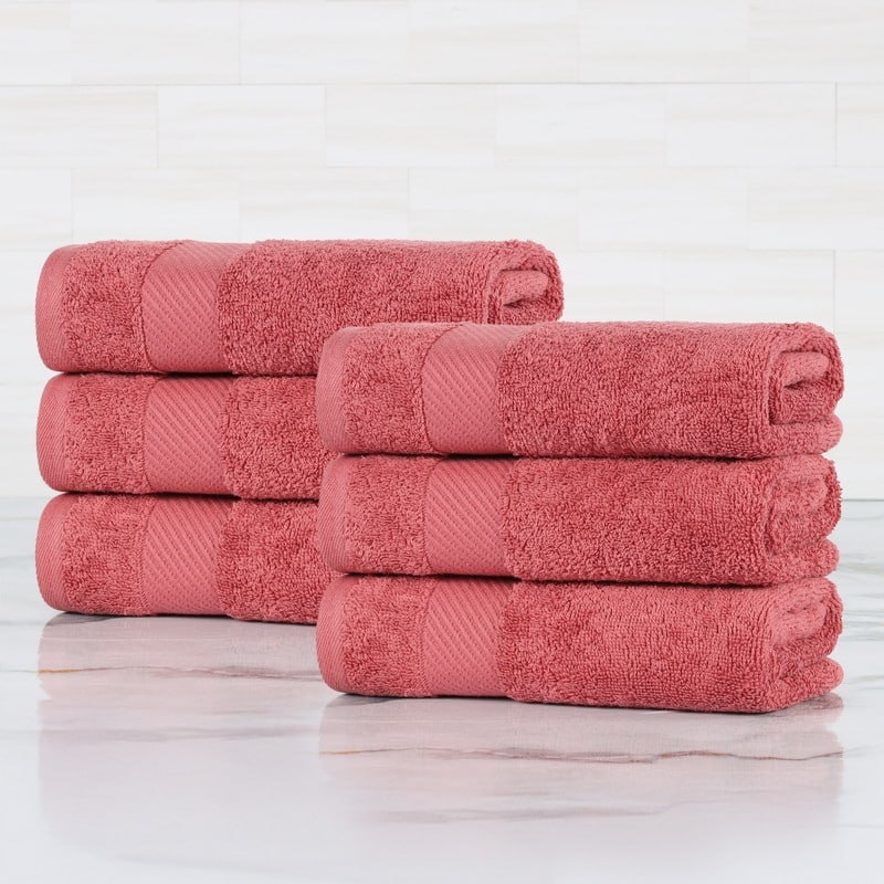 Superior Luxury Solid Highly Absorbent Egyptian Cotton Hand Towel - (Set of 6) - Sandy Rose