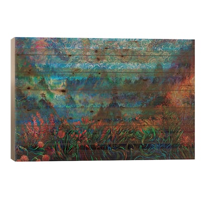 Stormy Splendor Dragon Ember Print On Wood by Iris Scott - Multi-Color