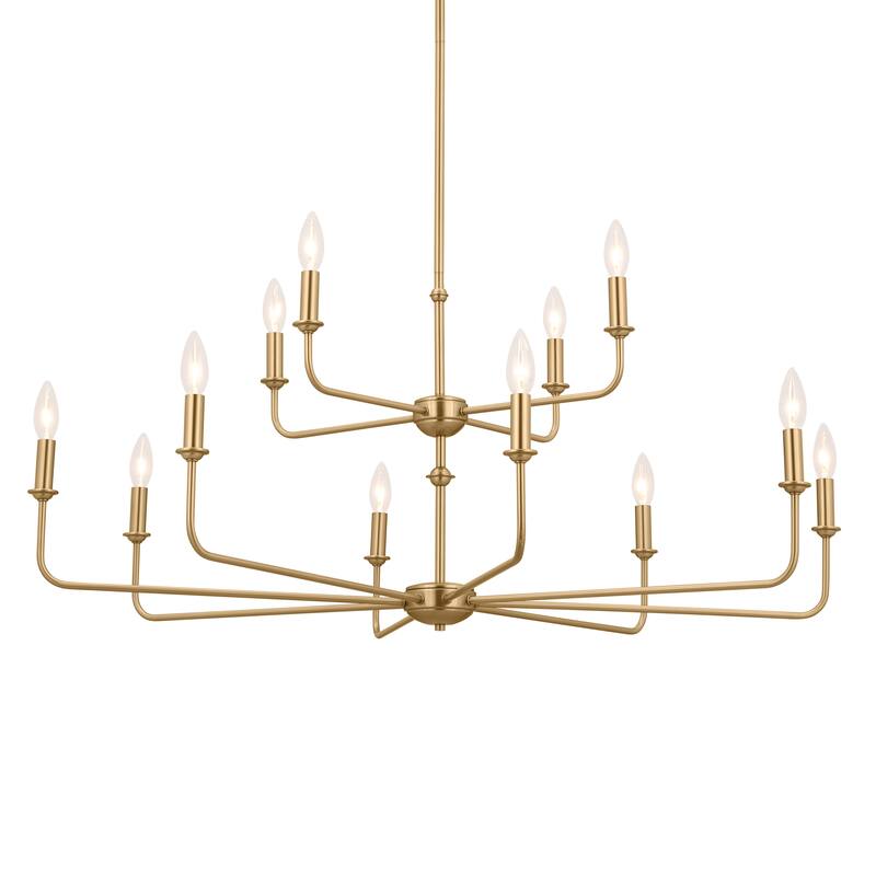 Kichler Lighting Pallas 12-Light Brushed Natural Brass 2-Tier Chandelier - 42.75 in