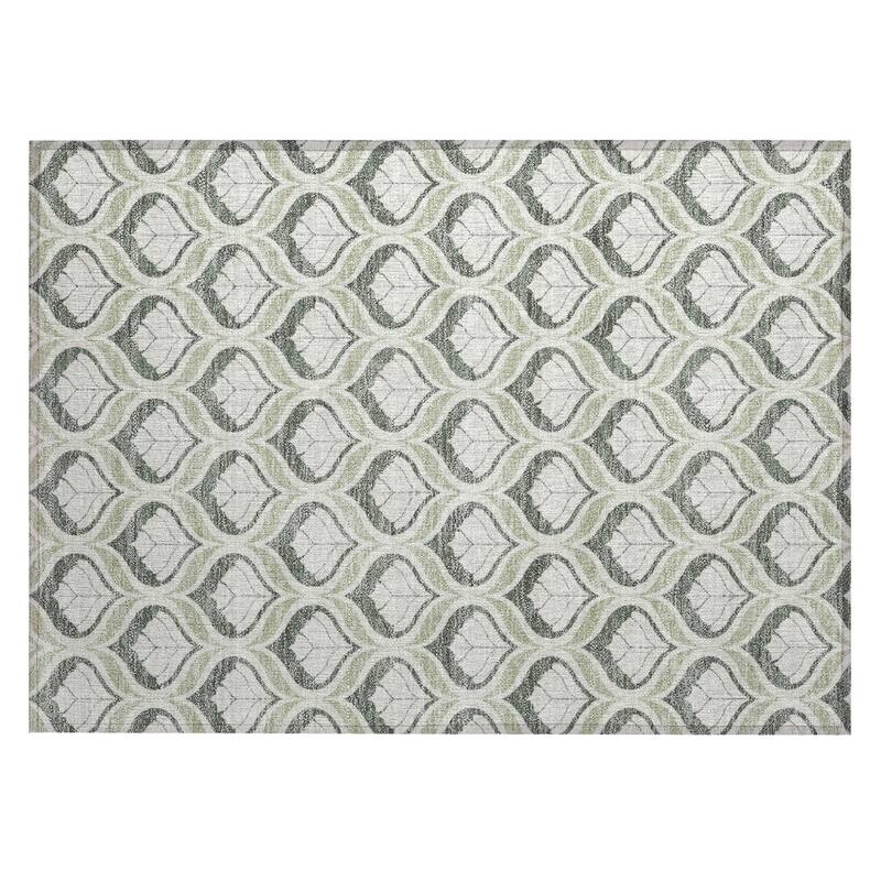 Machine Washable Indoor/ Outdoor Modern Trellis Chantille Rug