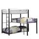 preview thumbnail 1 of 4, 3 Tier Industrial Style Twin Bunk Bed with Corner Design, Black and Gray