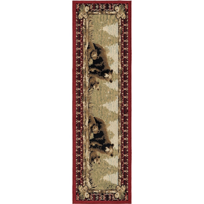 Lodge King Grizzly Gap Rustic Bear Area Rug - 2'3" x 7'7" Runner