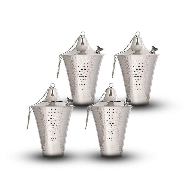Kona Style Tabletop Tiki Torch - Hammered Nickel - 4 Pack