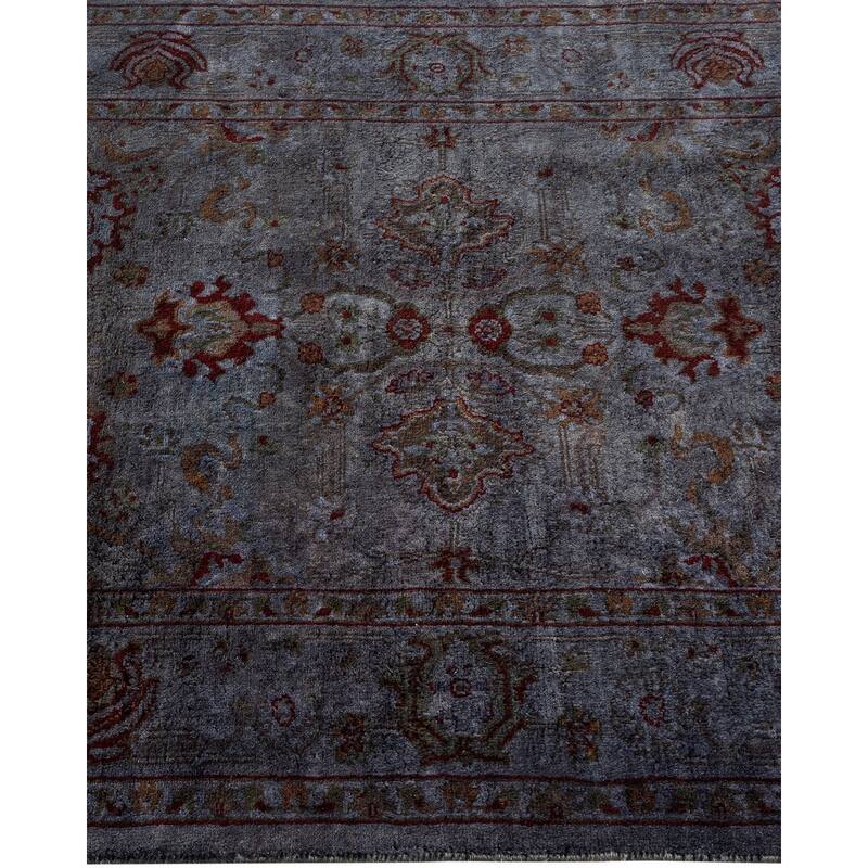 Overton Hand Knotted Wool Vintage Inspired Modern Contemporary Overdyed Gray Area Rug - 2' 7" x 4' 2"