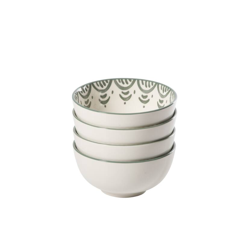 Bloomhouse - 2-Time Oprah's Favorite Things - Valencia Flor 4 Piece 6" Cereal Bowl Set, Stoneware Floral Decal Design