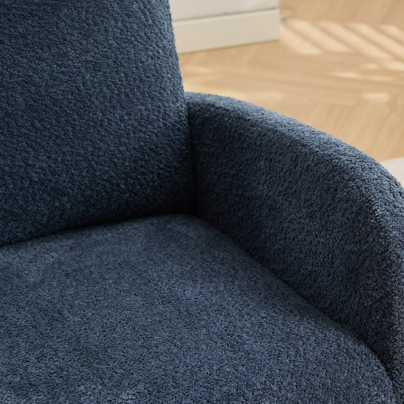Mid-Century Modern Nursery Rocking Armchair Glider Rocker With Retractable Footrest For Living Room