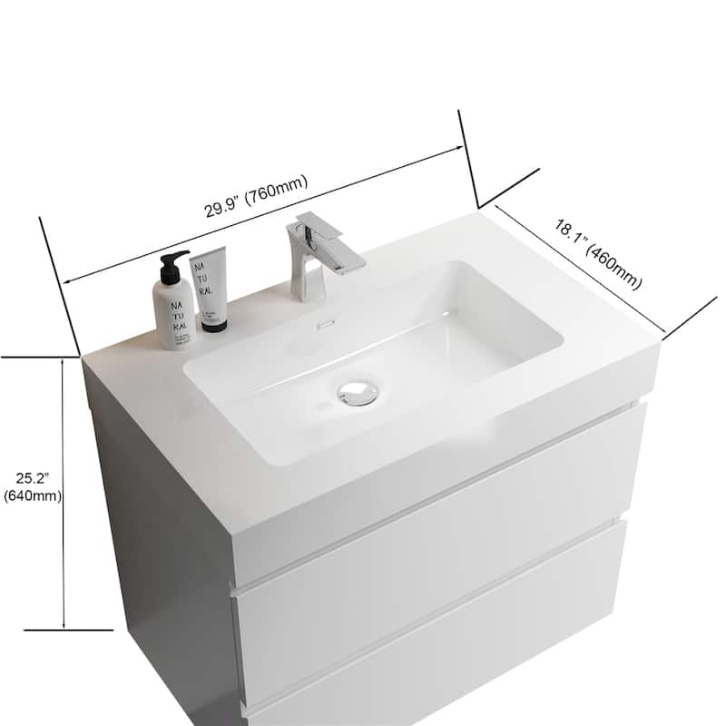 Storage Wall Mounted Floating Bathroom Vanity with Sink