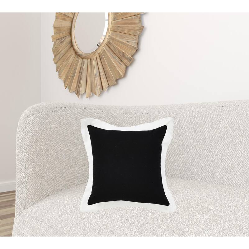HomeRoots 20" X 20" Black And White 100% Cotton Geometric Zippered Pillow