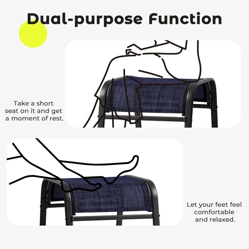 Steel-Framed Fabric Footstool – Versatile Indoor/Outdoor Footrest & Seat