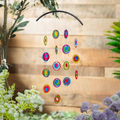 16" Glass Circles Hanging Decor