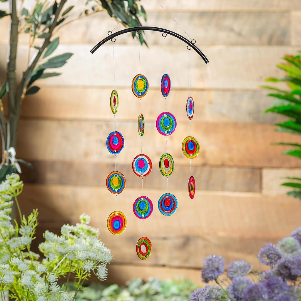 16" Glass Circles Hanging Decor