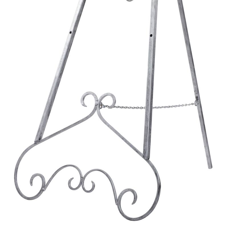 Metal Scroll Large Adjustable 3 Tier Easel with Chain Support - Gold or Gray - Roche River Decor