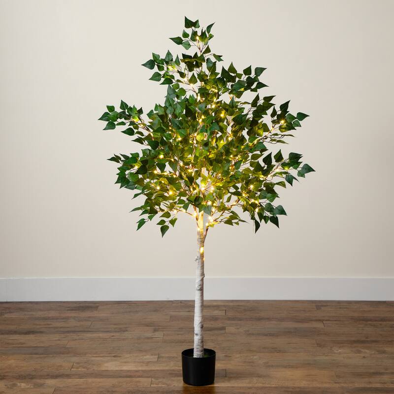 Pre-Lit Birch Artificial Tree - 5' - Warm White LED Lights