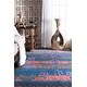 preview thumbnail 8 of 6, Nuloom Navy Blue/Pink/Orange Vintage-inspired Faded Mist Tribal Florid Nylon Area Rug