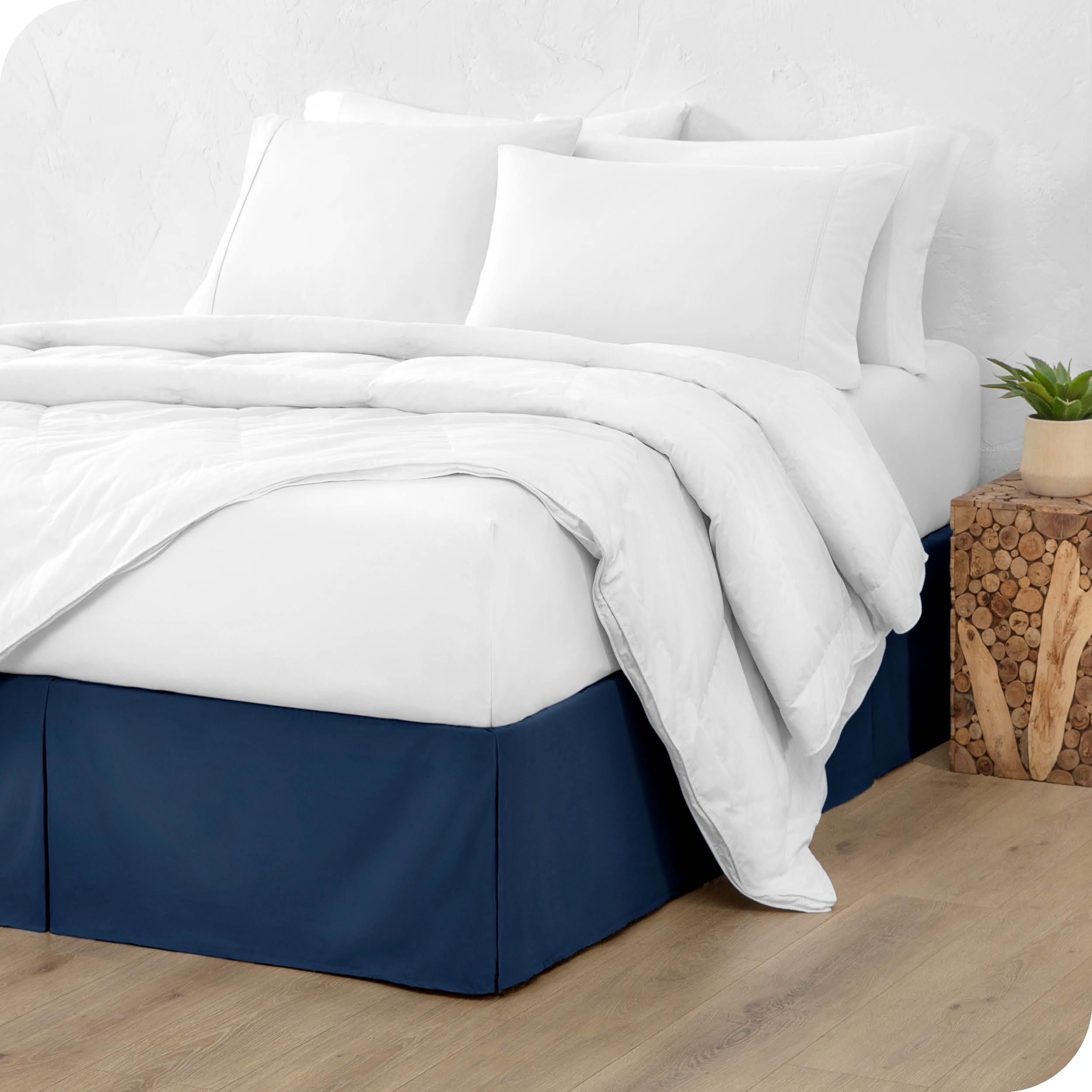 Navy pleated top bed skirt