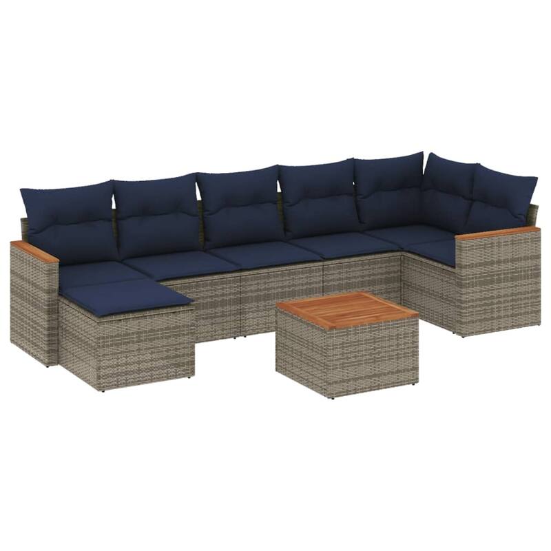 vidaXL Patio Sofa Set with Cushions Outdoor Conversation Furniture Poly Rattan - 24.4x 24.4x 27.2