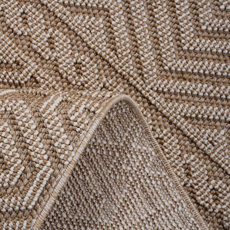 LOOM & LUXE Collection Mocha/Geometric Indoor/Outdoor Area Rug
