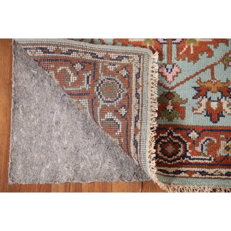 Light Blue Floral Oushak Oriental Accent Rug Handmade Wool Carpet - 3'0"x 4'11"