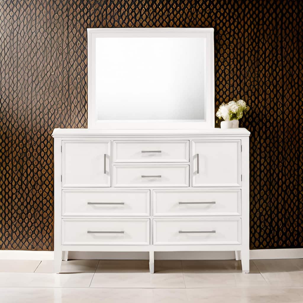 Zavi 32 x 40 Dresser Mirror, Rectangular Shape, Tempered Glass, White