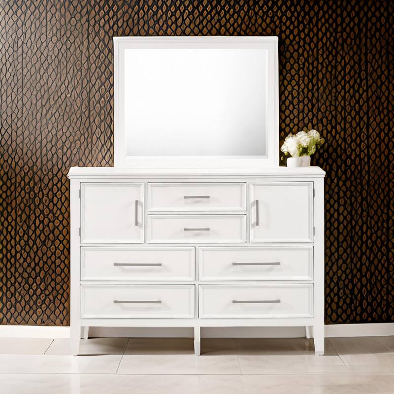 Zavi 32 x 40 Dresser Mirror, Rectangular Shape, Tempered Glass, White