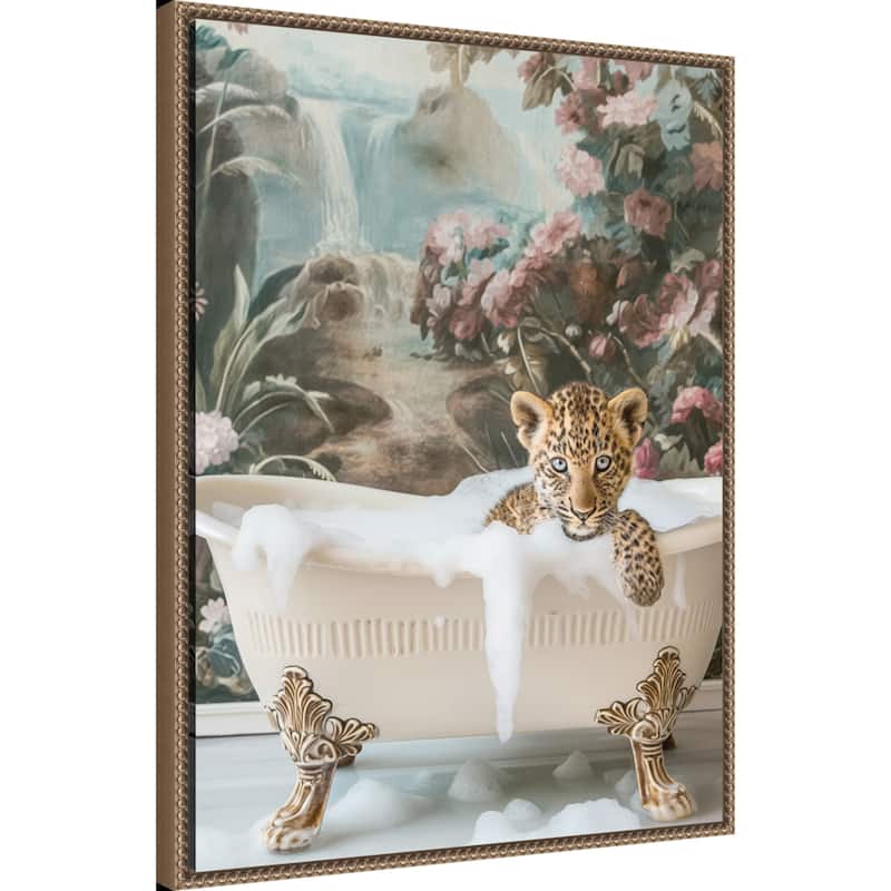 Leopard Spa Retreat by Niky Rahner Framed Canvas Wall Art