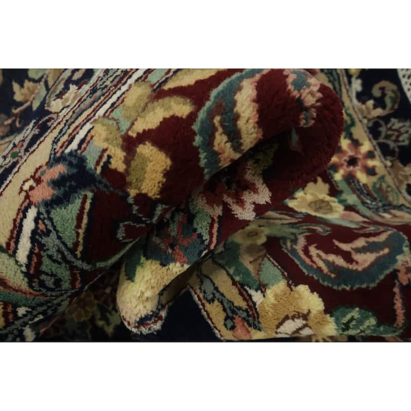 Hand Knotted Oriental 100% Wool Carpet Traditional All-Over Black Aubusson Area Rug - 10' 2'' X 7' 10''