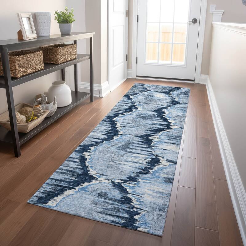 Premium Washable Super Soft Modern Abstract Mayfield Rug - Navy - 2' 3" x 7' 6" - Runner