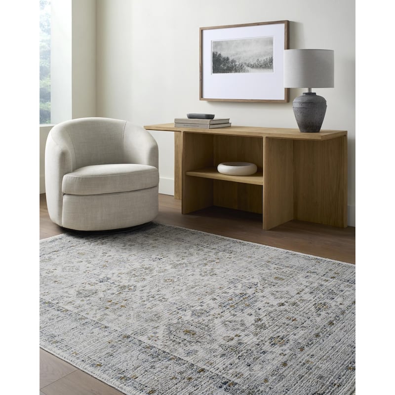 Livabliss Edmonton Traditional Area Rug - Grey/Cream - 2' x 2'11"
