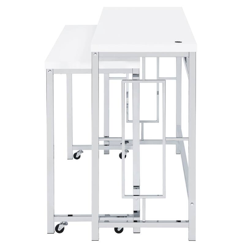 Laguna White 4-piece Counter Height Table with Pot Rack