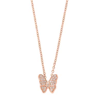 EFFY 925 Gold Plated Silver Diamond Butterfly Pendant Necklace