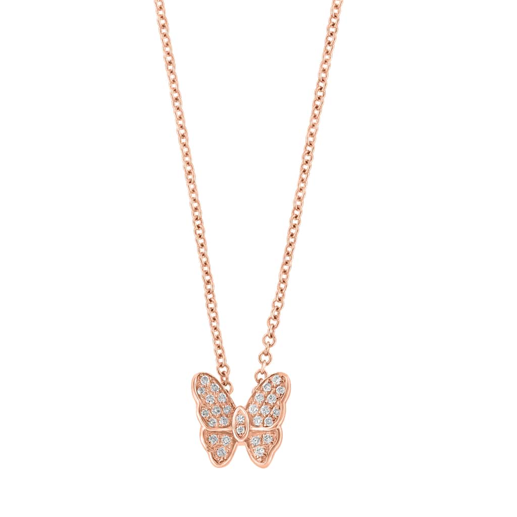 EFFY 925 Gold Plated Silver Diamond Butterfly Pendant Necklace