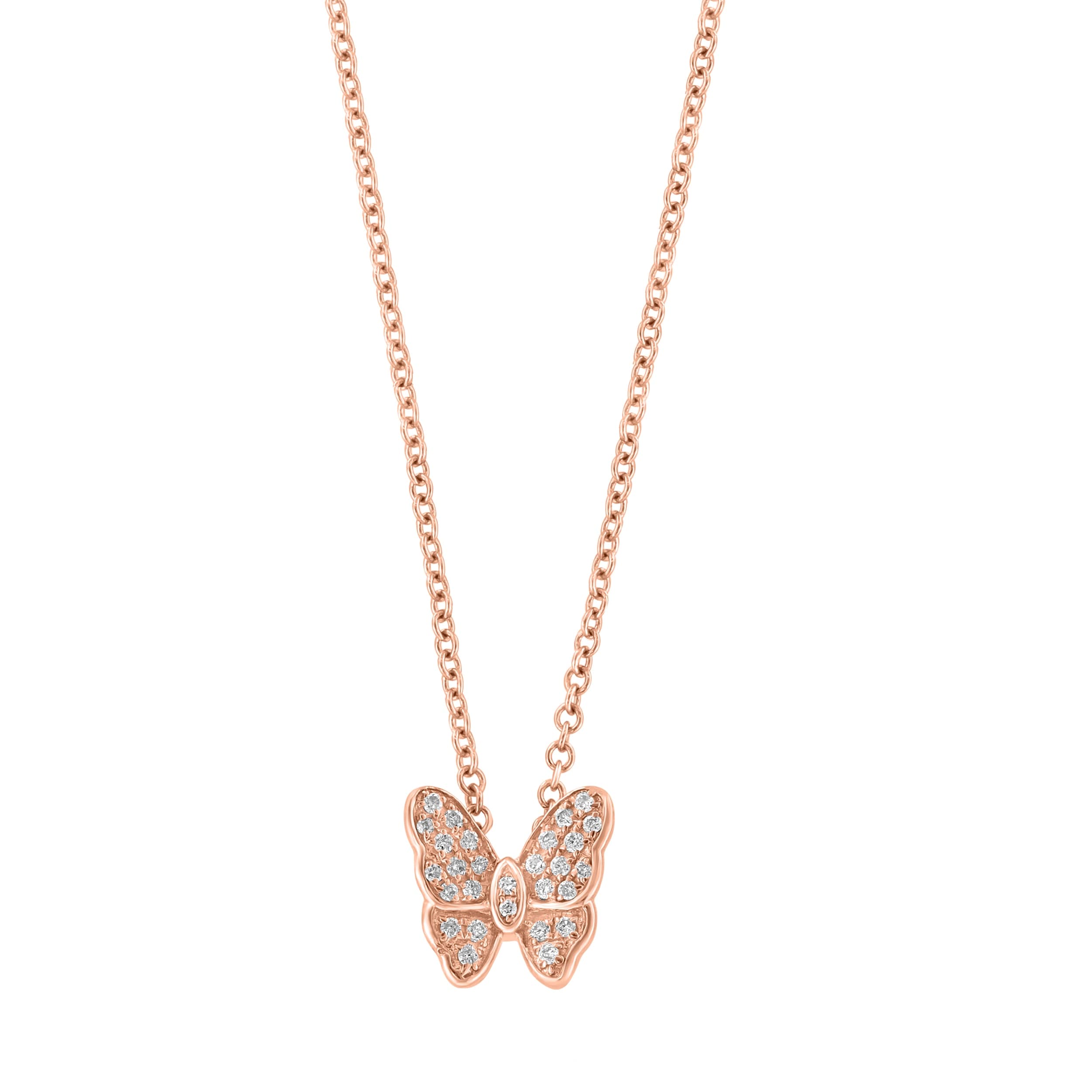 EFFY 925 Gold Plated Silver Diamond Butterfly Pendant Necklace