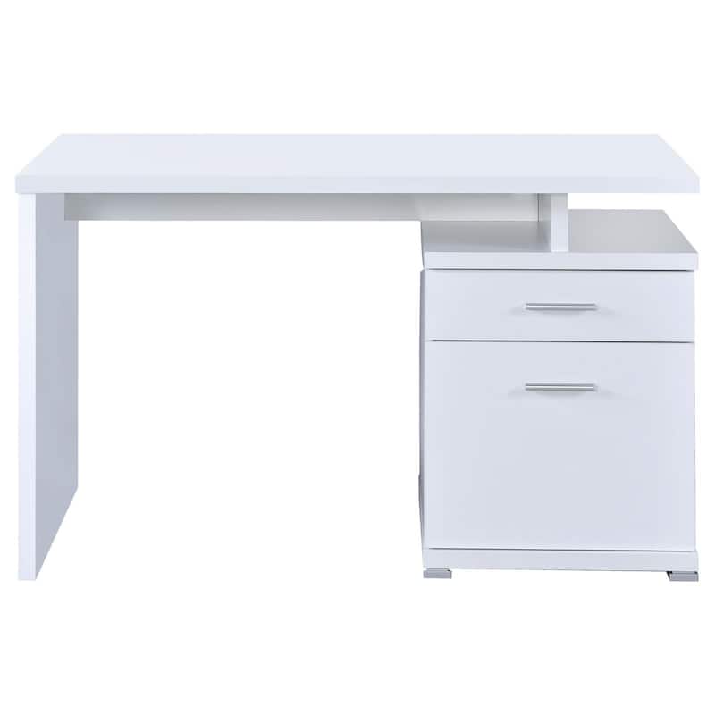 Modern 2-Drawer Office Desk with Flexible Reversible Setup and Ample Storage for Documents and Office Supplies